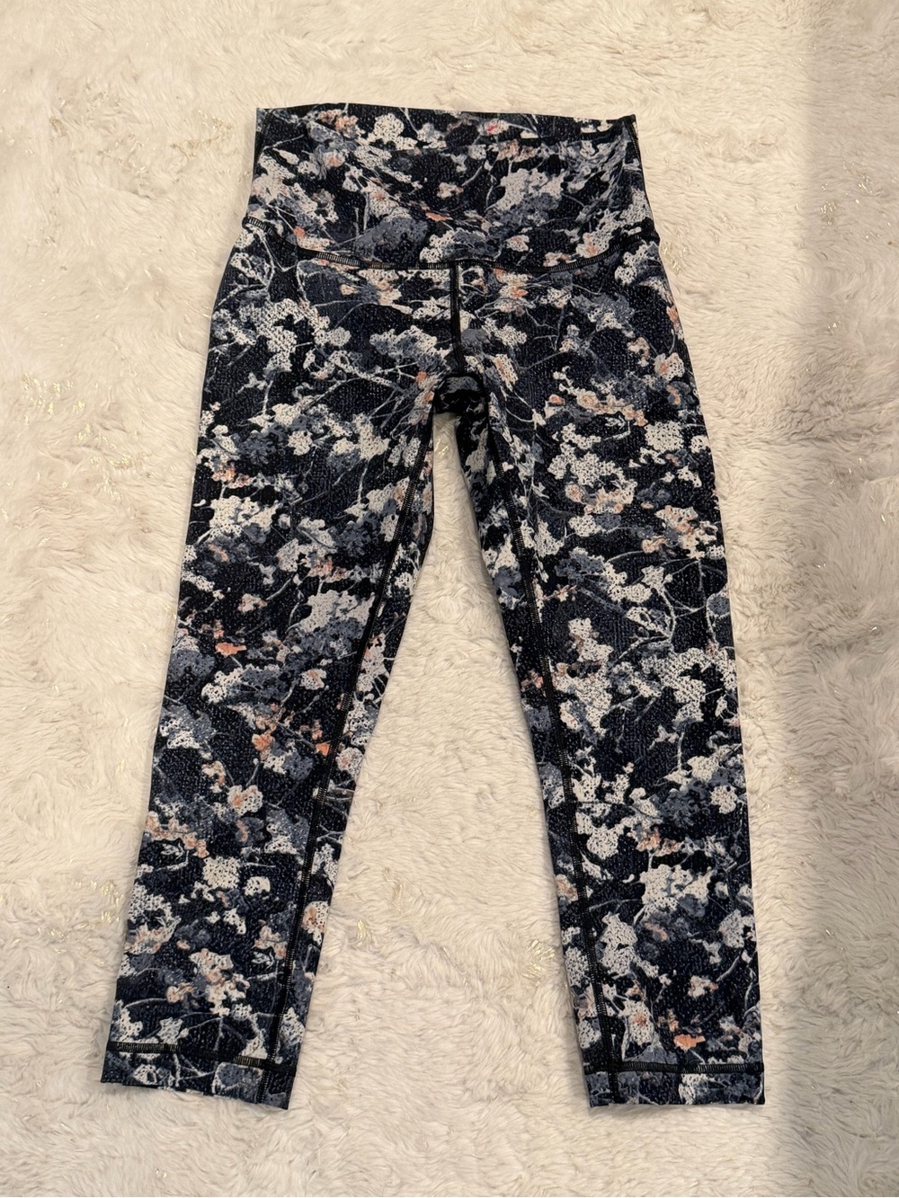 GUC LULULEMON WUNDER UNDER LEGGINGS 6 SMALL SPRING BLOOM FLORAL CROPPED ANKLE
